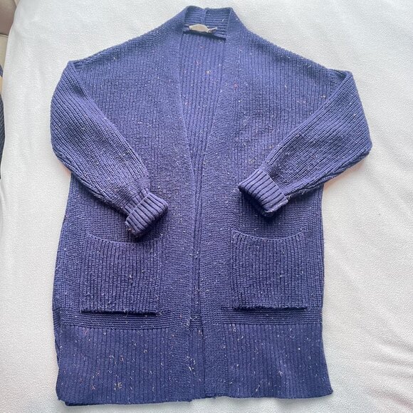 Asos Cardigan Sweater Womens 2 Buttonless Oversized Long Slub Pockets Navy Comfo - Picture 1 of 6